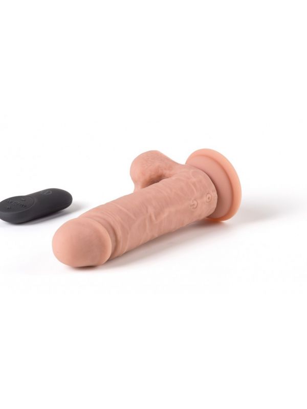 Vibrador realista con testículos control remoto 14,4 cm VIRGITE R12
